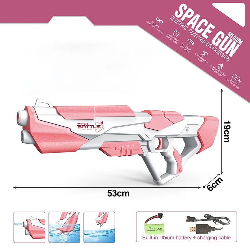 Fully Automatic Electric Water Gun Rechargeable Long-Range Continuous Firing Space Party Game Splashing Kids Toy Boys Gift