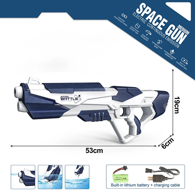 Fully Automatic Electric Water Gun Rechargeable Long-Range Continuous Firing Space Party Game Splashing Kids Toy Boys Gift